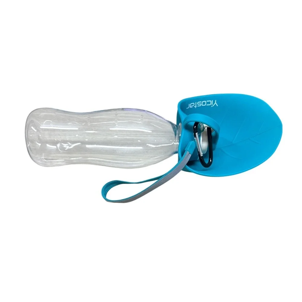 Yicostar Dog or Cat Water Bottle Portable Pet Travel Bowl 500ml Bottle Teal Blue